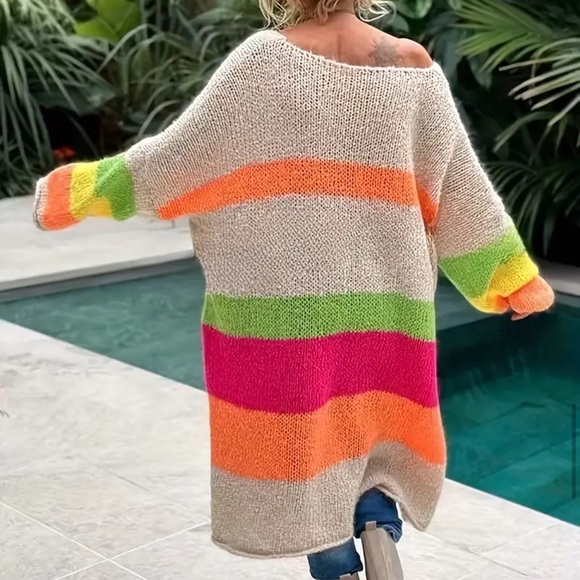 NEW! Soft Color Block Crew Neck Dress/Cover-Up. Loose fit. Size 1X (14) - Picture 6 of 7